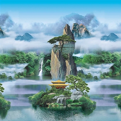 山水遮光卷簾